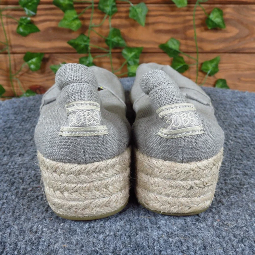 Skechers BOBS Highlights High‎ Jinx Women Espadrille Wedge 6.5 Summer Taupe Grey